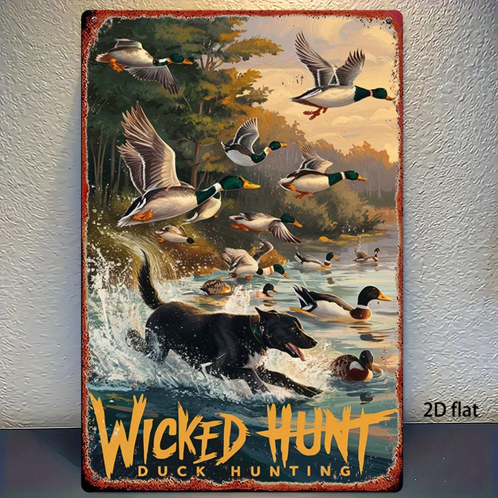 Wildman Hunting & Outdoor Photos - 2D Flat Vintage Hunting Duck Metal