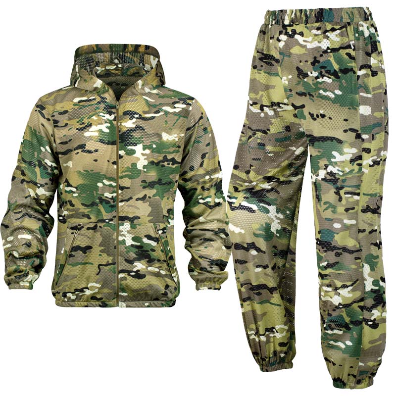 Hunting Outdoor Apparel - Summer Cool Mesh Camouflage Suit Hooded