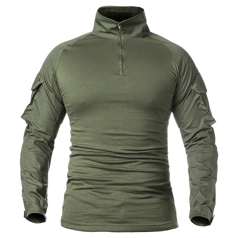 Hunting Outdoor Apparel - Men Cotton Quarter Zip Camouflage Long
