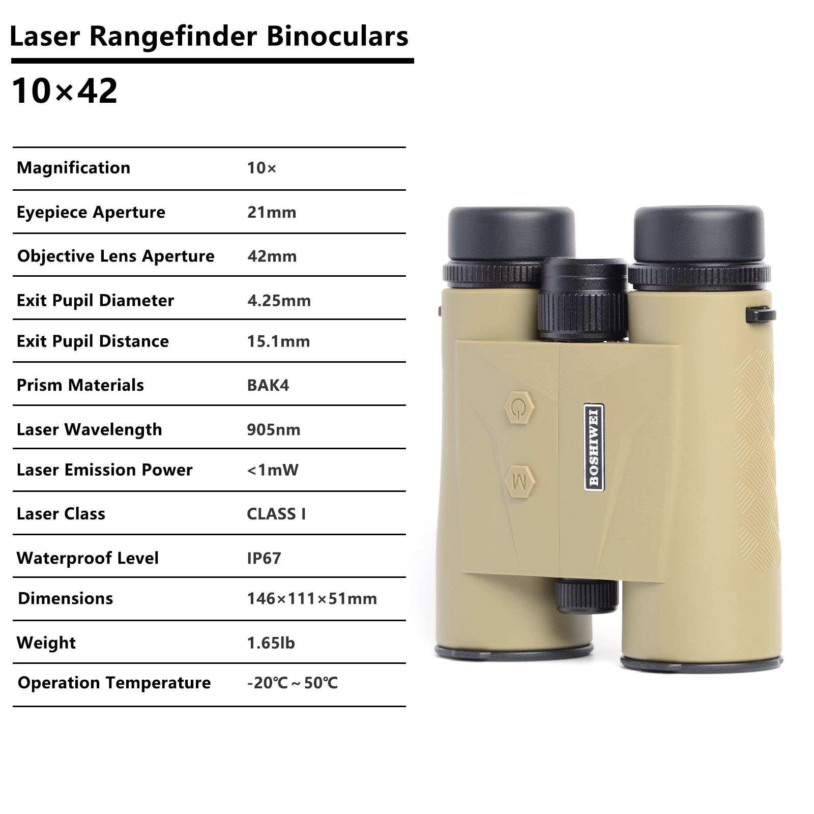 BOSHIWEI 10x42 HD Laser Rangef - Hunting Outdoor Jobs 评论和价格