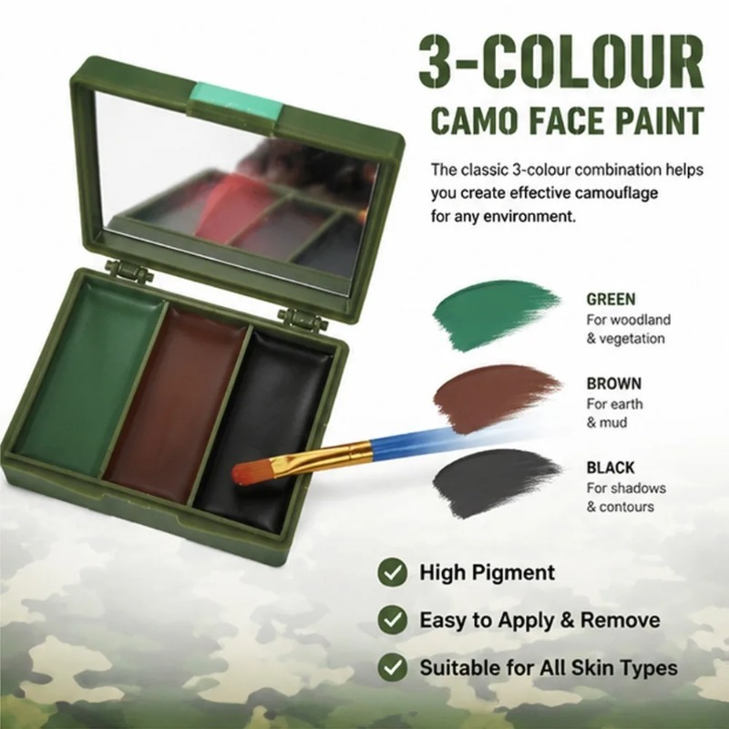3 Colors Camouflage Face Paint - Camo Face Paint 评论和价格