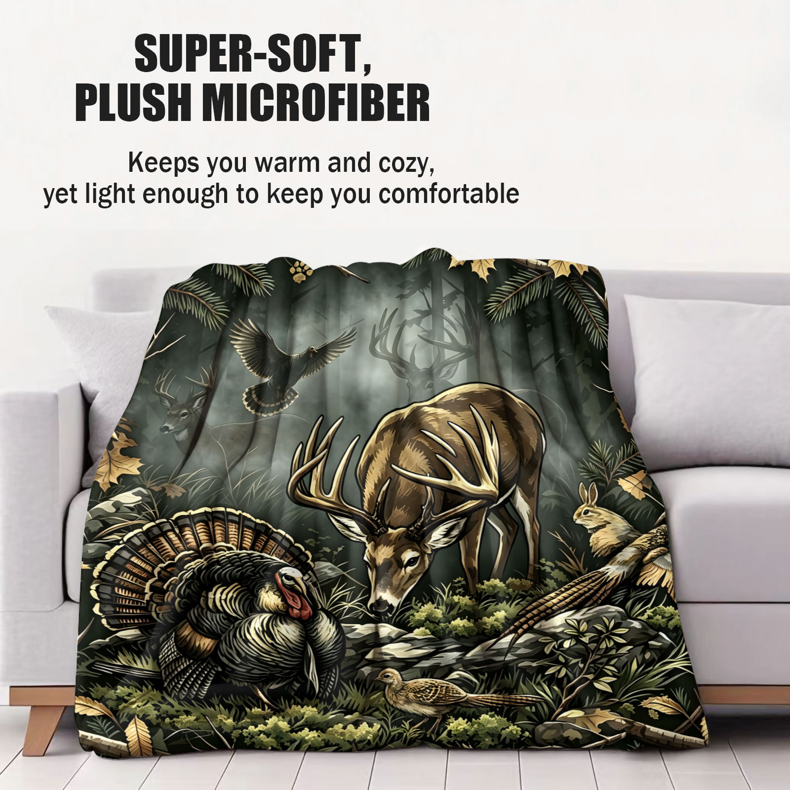 Vintage Woodland Animal Throw  - Wildman Hunting & Outdoor Photos 评论和价格