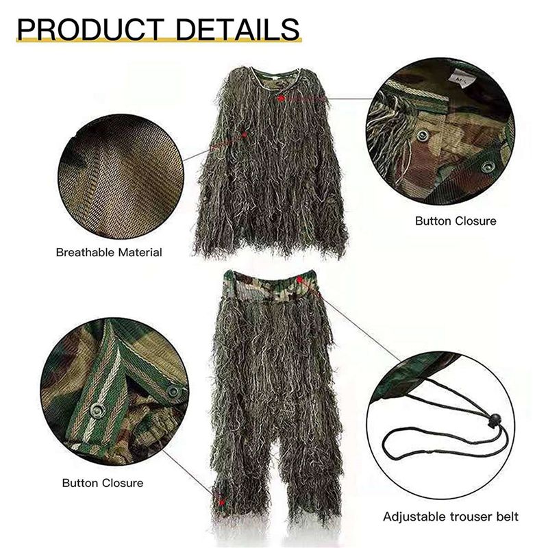 AEF6-2X 5 In 1 Ghillie Suit,3D - Hunting Outdoor Apparel 评论和价格